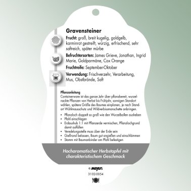Bild Hängeetiketten Comfort Malus domestica Apfel Gravensteiner