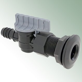 Tankdurchführung / Ablass mit Ventil, Anschluss 16 mm, für Anstauwanne HortiTray